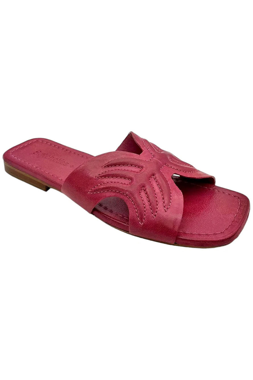 Seychelles Leather Slide Sandals Madhu Fuchsia Leather - Medium
